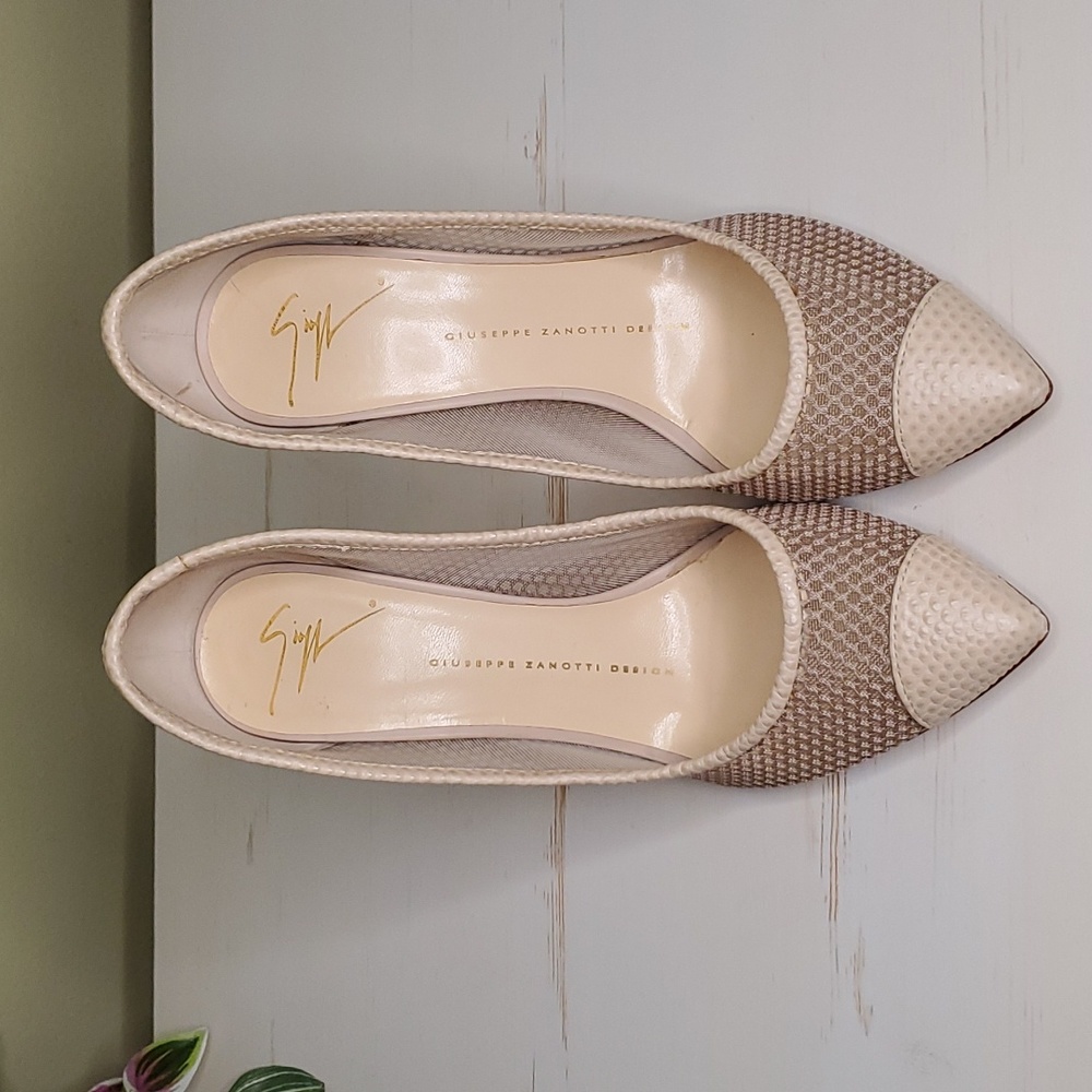 Giuseppi Zanotti | Beige Mesh and Leather Pumps Sz 37 - Picture 4 of 9